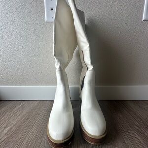 White Knee-High Boots